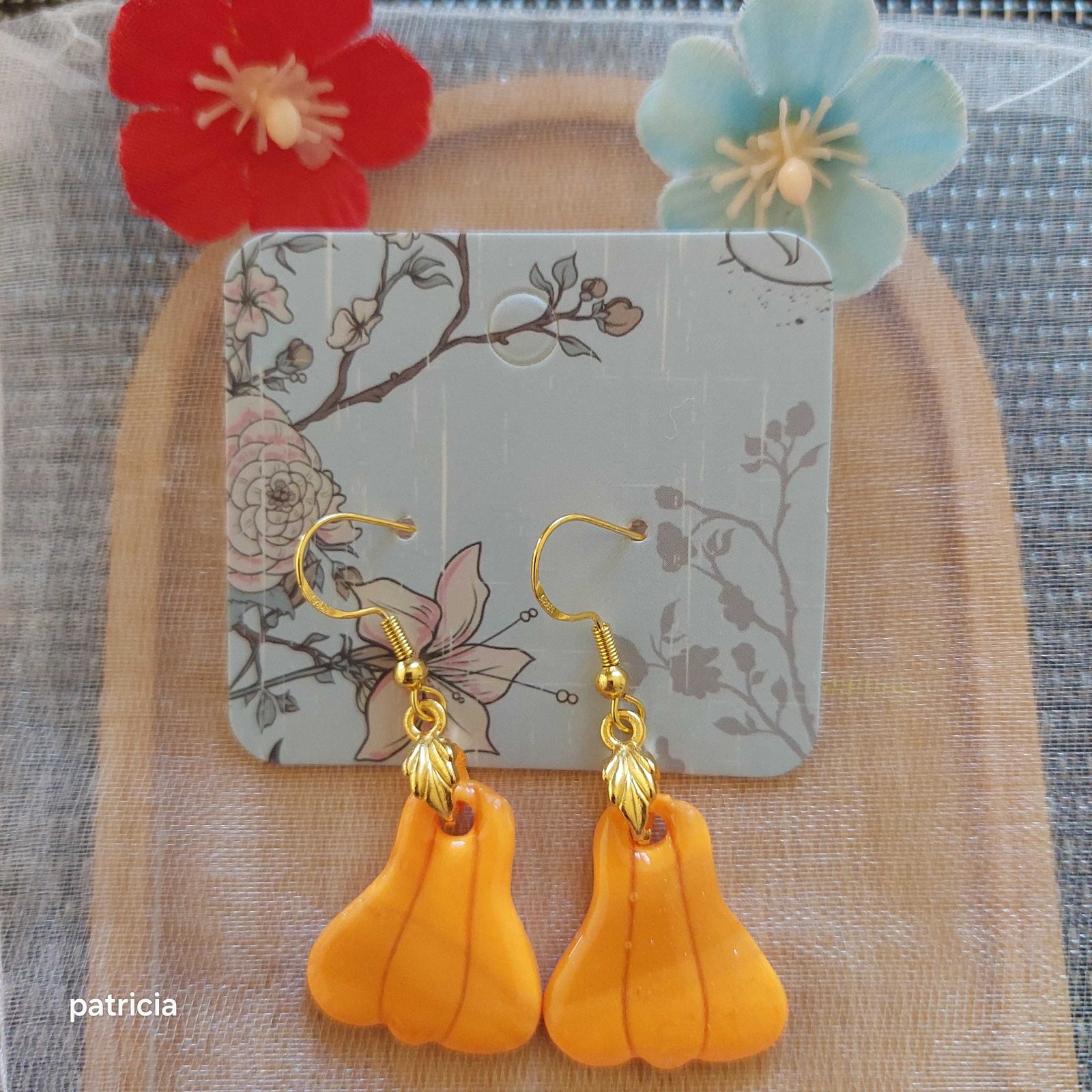 Boucles d'oreilles Lulu potiron.
